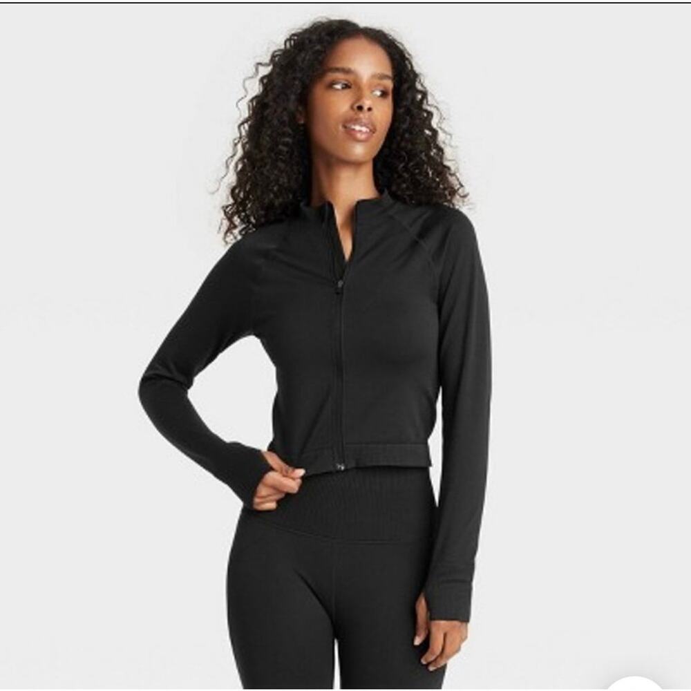 Women's Seamless Fitted Full Zip Jacket - JoyLab Black M
